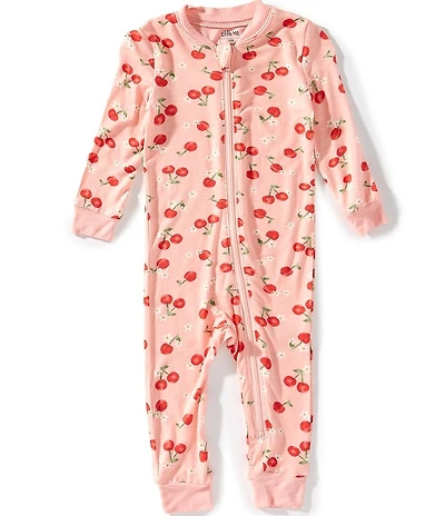 Little Me Baby Girls Bamboo Long-Sleeve Cherry-Printed Coverall