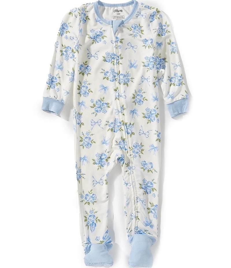 Little Me Baby Girls Long-Sleeve Floral-Printed Zip-Front Coverall