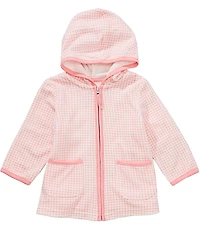 Little Me Baby Girls Long Sleeve Gingham Hooded Swimsuit Coverup