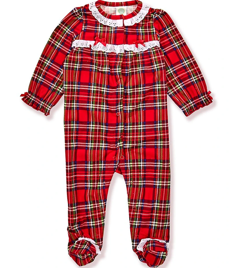 Little Me Baby Girls Long-Sleeve Plaid Footie