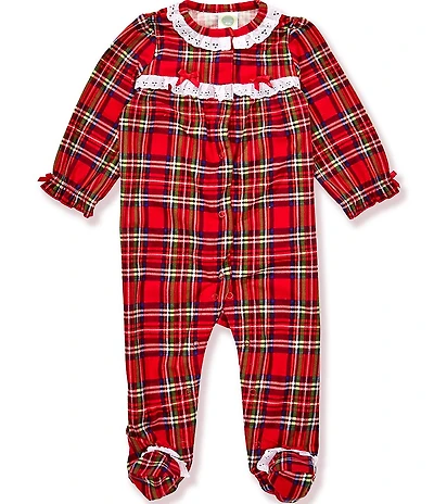 Little Me Baby Girls Long-Sleeve Plaid Footie