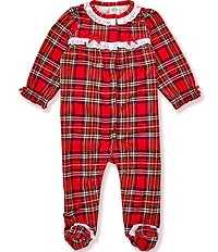 Little Me Baby Girls Long-Sleeve Plaid Footie