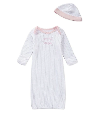 Little Me Baby Girls Newborn-3 Months Thank Heaven for Little Girls Dotted Gown & Hat Set