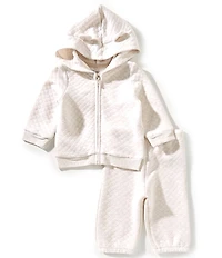 Little Me Baby Girls Oatmeal Quilt Hoodie & Pants Set
