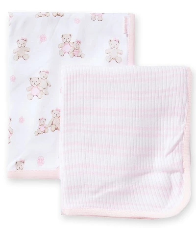 Little Me Baby Girls Organic Cotton Bears Print Receiving Blanket 2-Pack