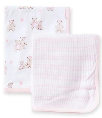 Little Me Baby Girls Organic Cotton Bears Print Receiving Blanket 2-Pack