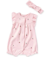 Little Me Baby Girls Organic Cotton Flutter-Sleeve Cherry-Printed Romper