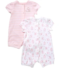 Little Me Baby Girls Organic Cotton Short-Sleeve Preppy Puppy Rompers 2-Pack