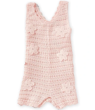 Little Me Baby Girls Organic Cotton Sleeveless Flower Pointelle Knit Romper