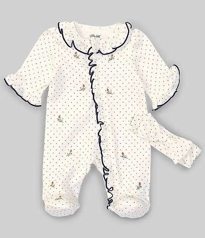 Little Me Baby Girls Long-Sleeve Rosebud Print Footie Coverall & Bow Headband Set