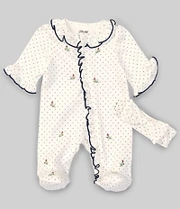 Little Me Baby Girls Long-Sleeve Rosebud Print Footie Coverall & Bow Headband Set