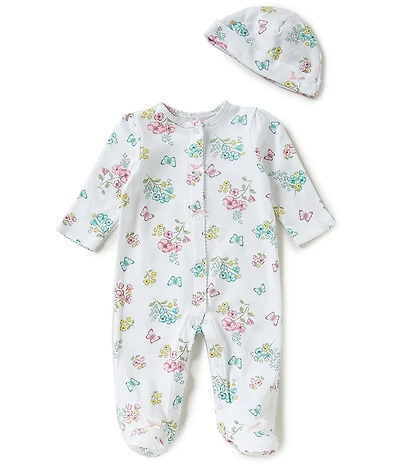 Little Me Baby Girls Meadow Floral Footie Coverall & Hat Set