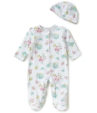 Little Me Baby Girls Meadow Floral Footie Coverall & Hat Set