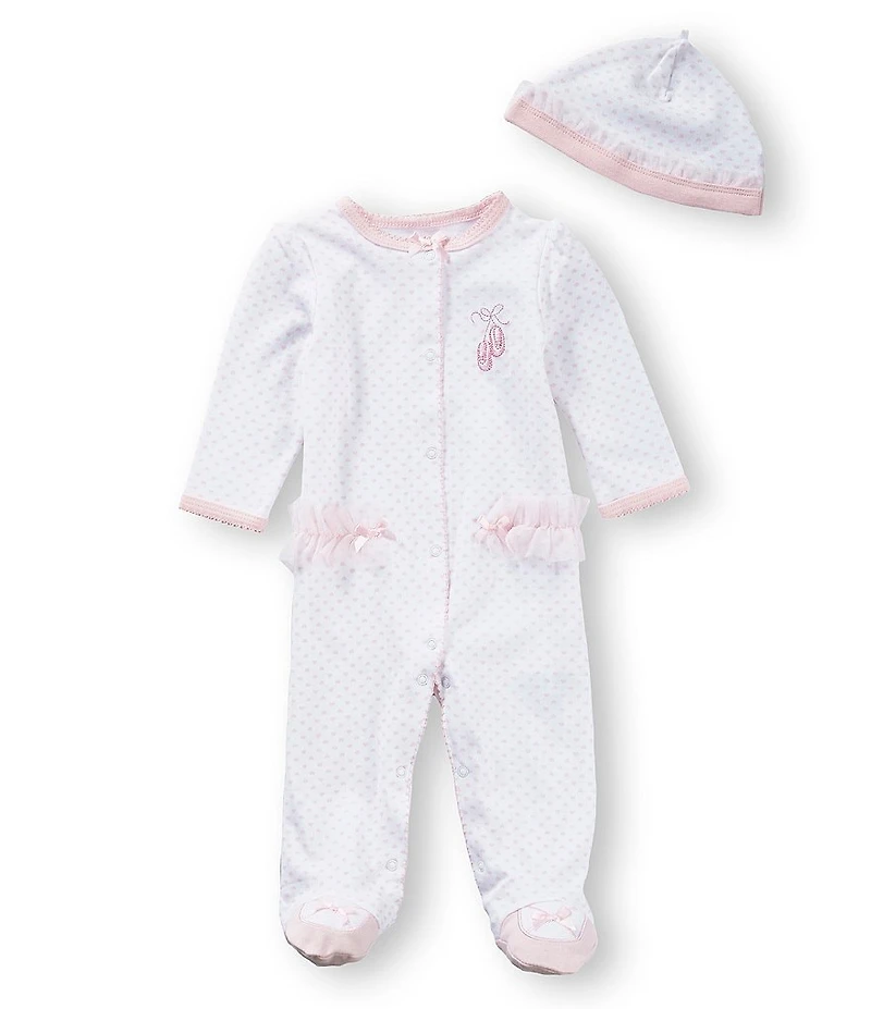 Little Me Baby Girls Prima Ballerina Footie Coverall & Hat Set