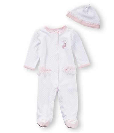 Little Me Baby Girls Prima Ballerina Footie Coverall & Hat Set