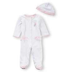 Little Me Baby Girls Prima Ballerina Footie Coverall & Hat Set