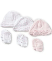 Little Me Baby Girls Pretty Hat-Mitten Six-Piece Soft Organic Cotton Set