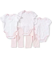 Little Me Baby Girls Short Sleeves Puppies Print Organic Cotton Bodysuit & Pants 5-Piece set