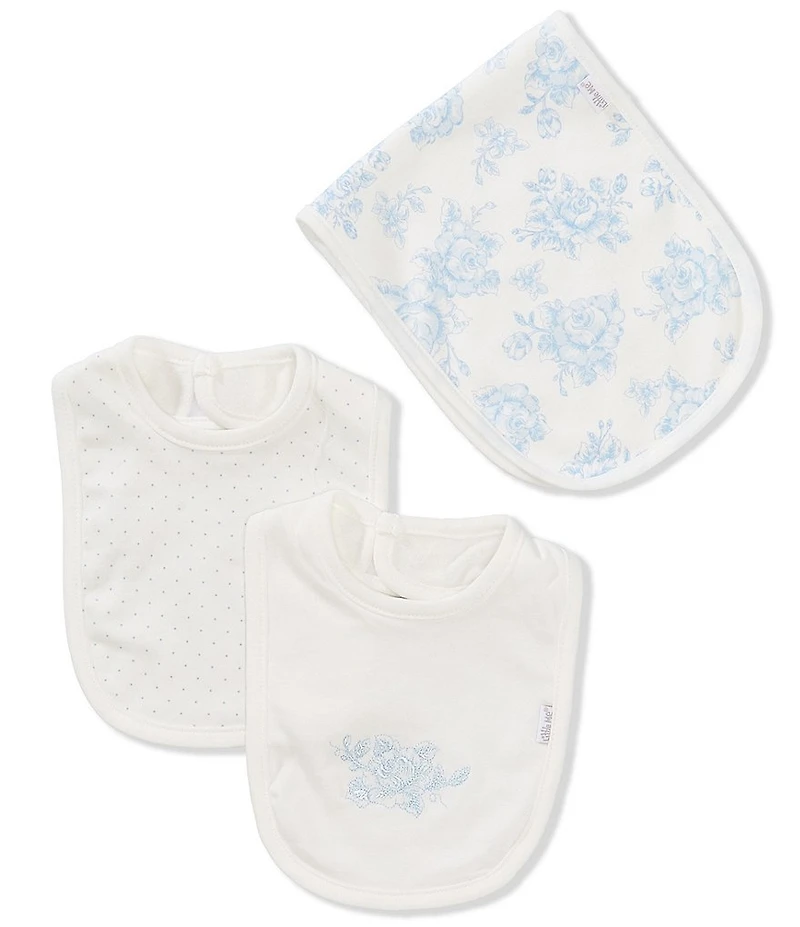 Little Me Baby Girls Solid/Pattern Bibs & Burpcloth 3-Piece Set
