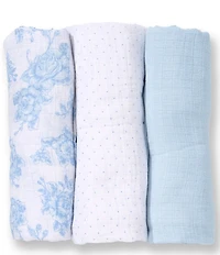 Little Me Baby Girls Sweet Floral 3 Pack Muslin Blanket Set