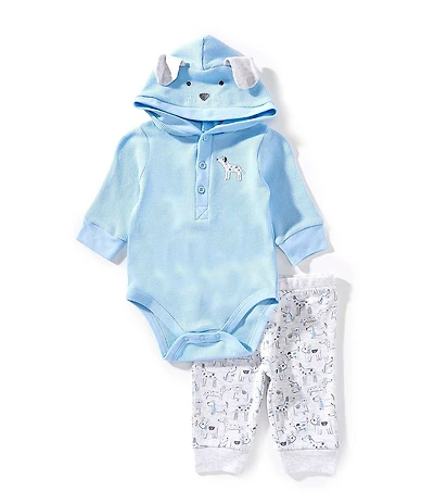 Little Me Baby Long Sleeve Puppy Bodysuit And Matching Puppy Print Pants 2-Piece Set
