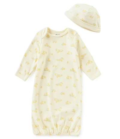 Little Me Baby Little Ducks Long-Sleeve Gown & Hat Set
