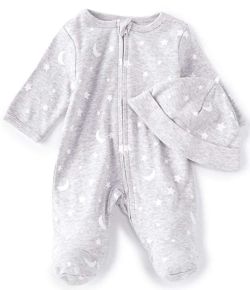 Little Me Baby Long-Sleeve Moon Stars Footie Coverall & Hat Set