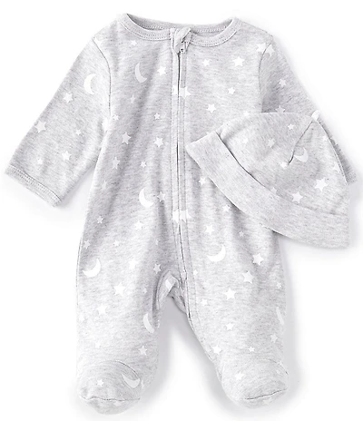 Little Me Baby Long-Sleeve Moon Stars Footie Coverall & Hat Set