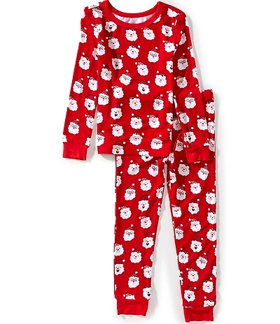 Little Me Little Boys Long-Sleeve Santa Face Pajama T-Shirt & Matching Pajama Pants Set