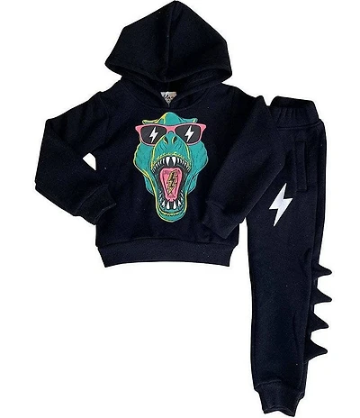 Lola + The Boys Big Boy Long Sleeve Dino Flash Hoodie & Joggers Set