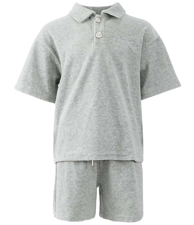 Lola + The Boys Big Boys Short Sleeve Velour Boys Beach T-Shirt & Shorts Set