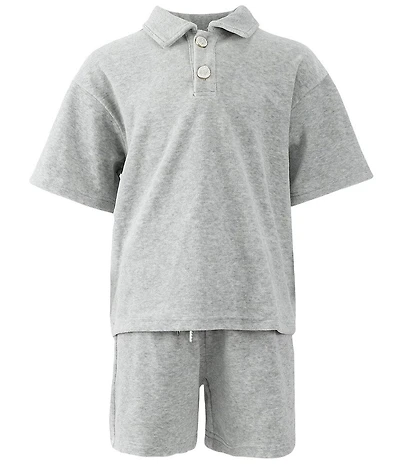 Lola + The Boys Big Boys Short Sleeve Velour Boys Beach T-Shirt & Shorts Set