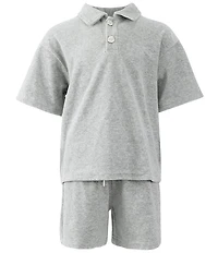 Lola + The Boys Big Boys Short Sleeve Velour Boys Beach T-Shirt & Shorts Set