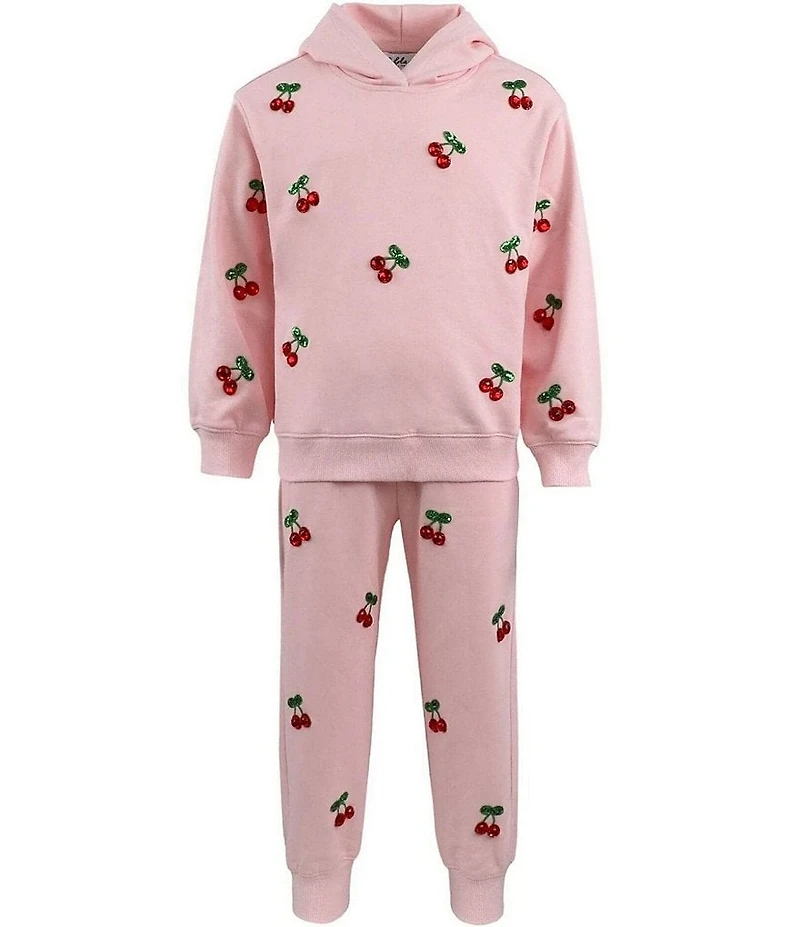 Lola + The Boys Girls Cherry Berry Pullover Hoodie & Joggers Set