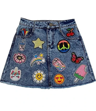 Lola + The Boys Little/Big Girls All About The Patch Denim Skirt