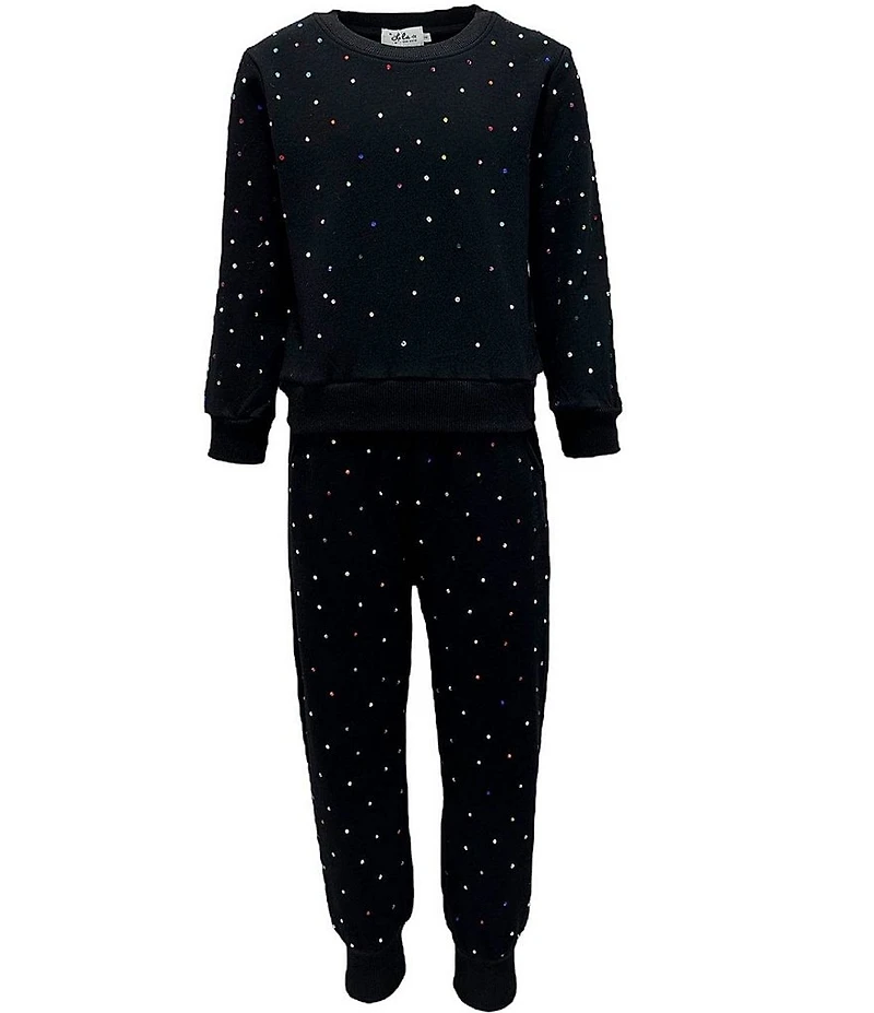 Lola + The Boys Little/Big Girls Rainbow Sparkle Long Sleeve Pullover & Matching Jogger Pants Track Set