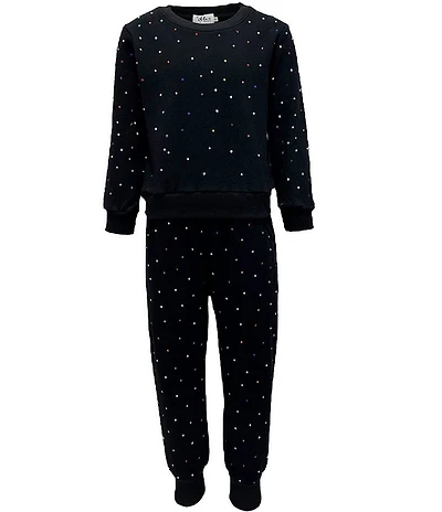 Lola + The Boys Little/Big Girls Rainbow Sparkle Long Sleeve Pullover & Matching Jogger Pants Track Set