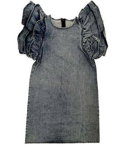 Lola + The Boys Little/Big Girls Short Sleeves Denim Ruffle Dress