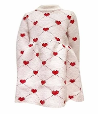 Lola + The Boys Little/Big Girls Allover Heart Print Sweetheart Sweater Dress