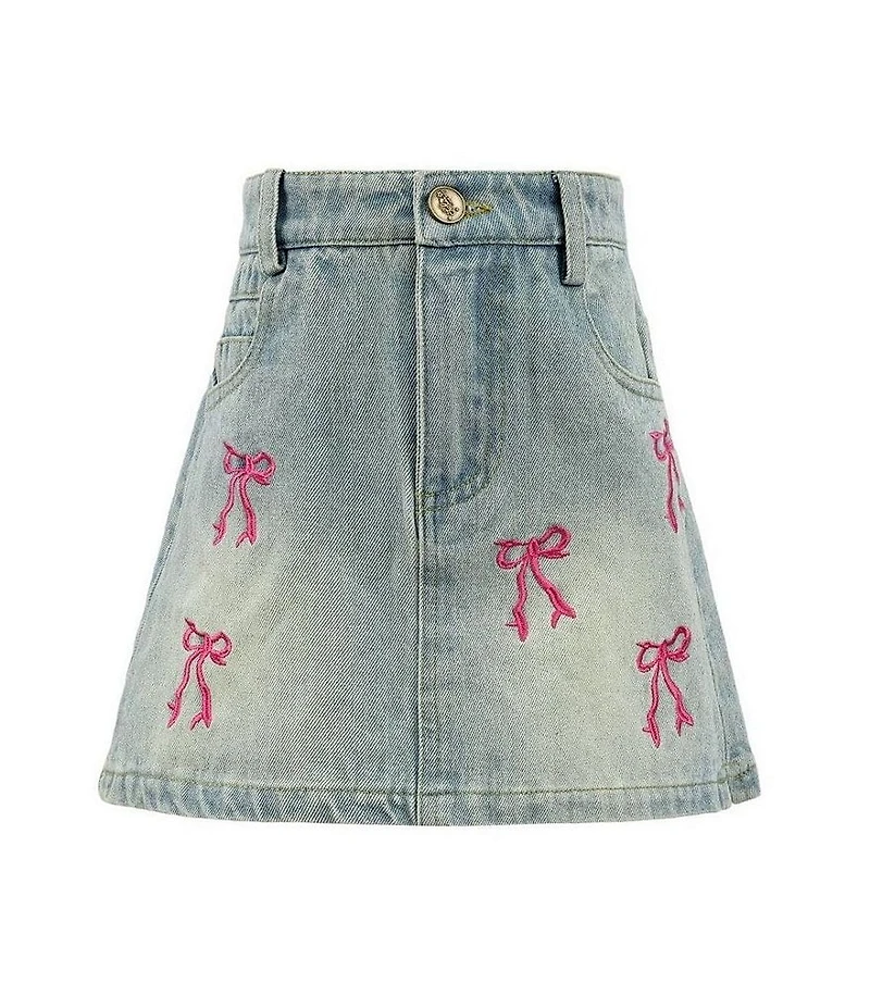 Lola + The Boys Little/Big Girls Cutie Bows Embroidered Denim Skirt