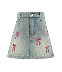 Lola + The Boys Little/Big Girls Cutie Bows Embroidered Denim Skirt