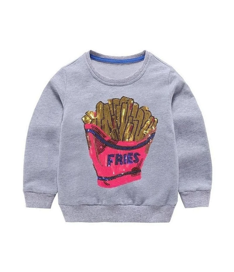 Lola + The Boys Little/Big Girls Long Sleeve French Fries Sweatshirt