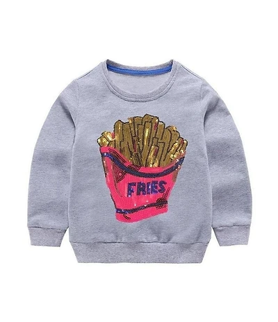 Lola + The Boys Little/Big Girls Long Sleeve French Fries Sweatshirt