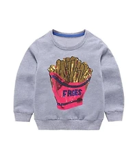 Lola + The Boys Little/Big Girls Long Sleeve French Fries Sweatshirt