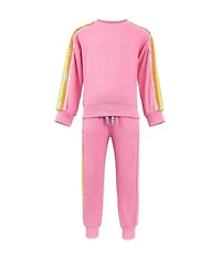 Lola + The Boys Little/Big Girls Pink Rainbow Sequin Long Sleeve Sweatshirt & Jogger Pants Set