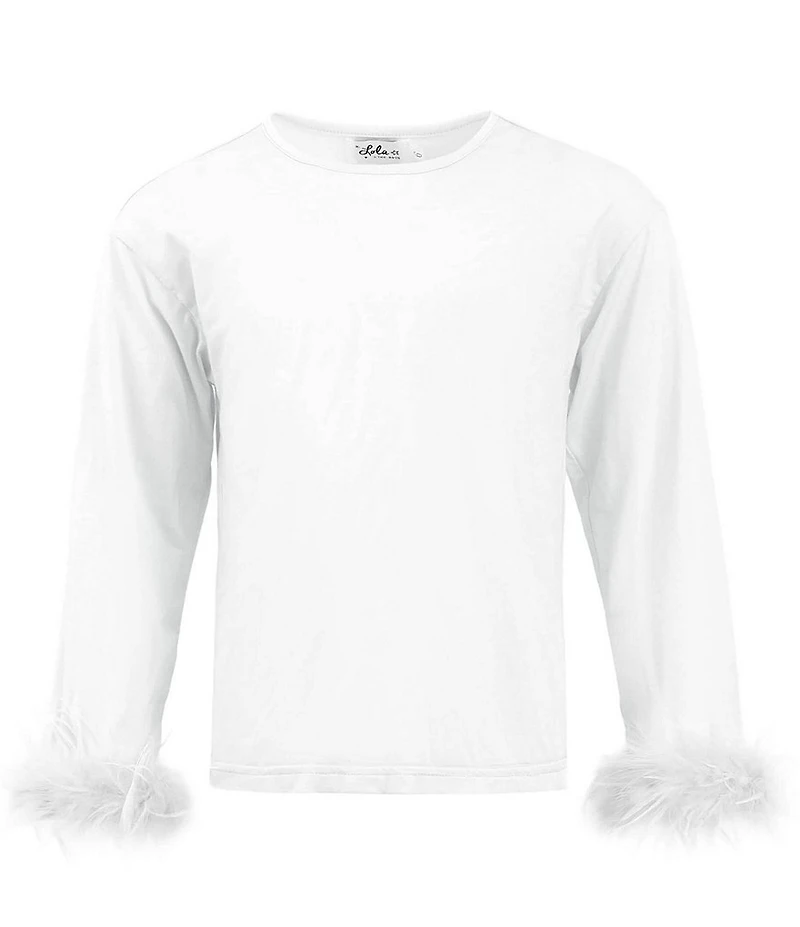 Lola + The Boys Little/Big Girls Pretty Feather Long Sleeve Top