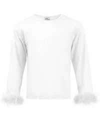 Lola + The Boys Little/Big Girls Pretty Feather Long Sleeve Top