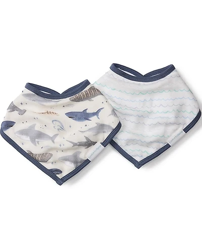 Loulou Lollipop Baby Smiley Sharks Bandana Bibs Set of 2