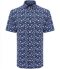 Luchiano Visconti Big & Tall Puzzle Print Stretch Short Sleeve Woven Shirt