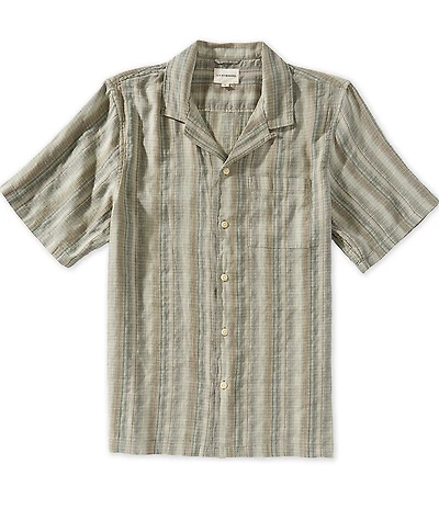Lucky Brand Striped Short Sleeve Linen Blend Shirt